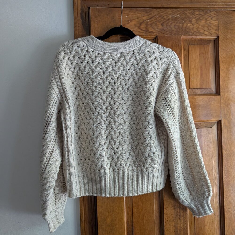 John + Jen Cream Knit Button Up Cardigan Sweater | Cozy Chunky Knit - Picture 3 of 3